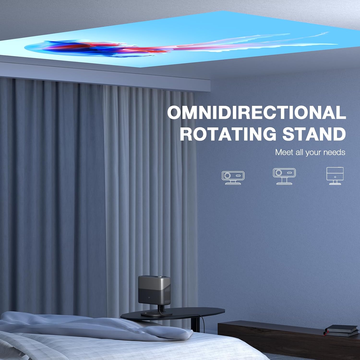 Officially-Licensed APP & 2500ANSI 4K Projector with WiFi and Bluetooth,3D Dolby Audio and Auto Focus Smart Projector,Outdoor Movie Home Theater Proyector with Omni-Adjustable Stand (grey)