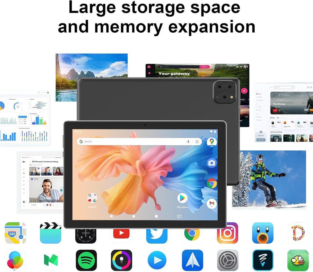 Android 16 Tablet 10 Inch, 12(3+9) GB RAM+64GB ROM, 2 in 1 Tablets with Keyboard Case Mouse Stylus, 2.0GHz Five-core Processor, 1280 * 800 IPS HD Screen, 5G WiFi6 BT 5.3 Tableta PC（Black