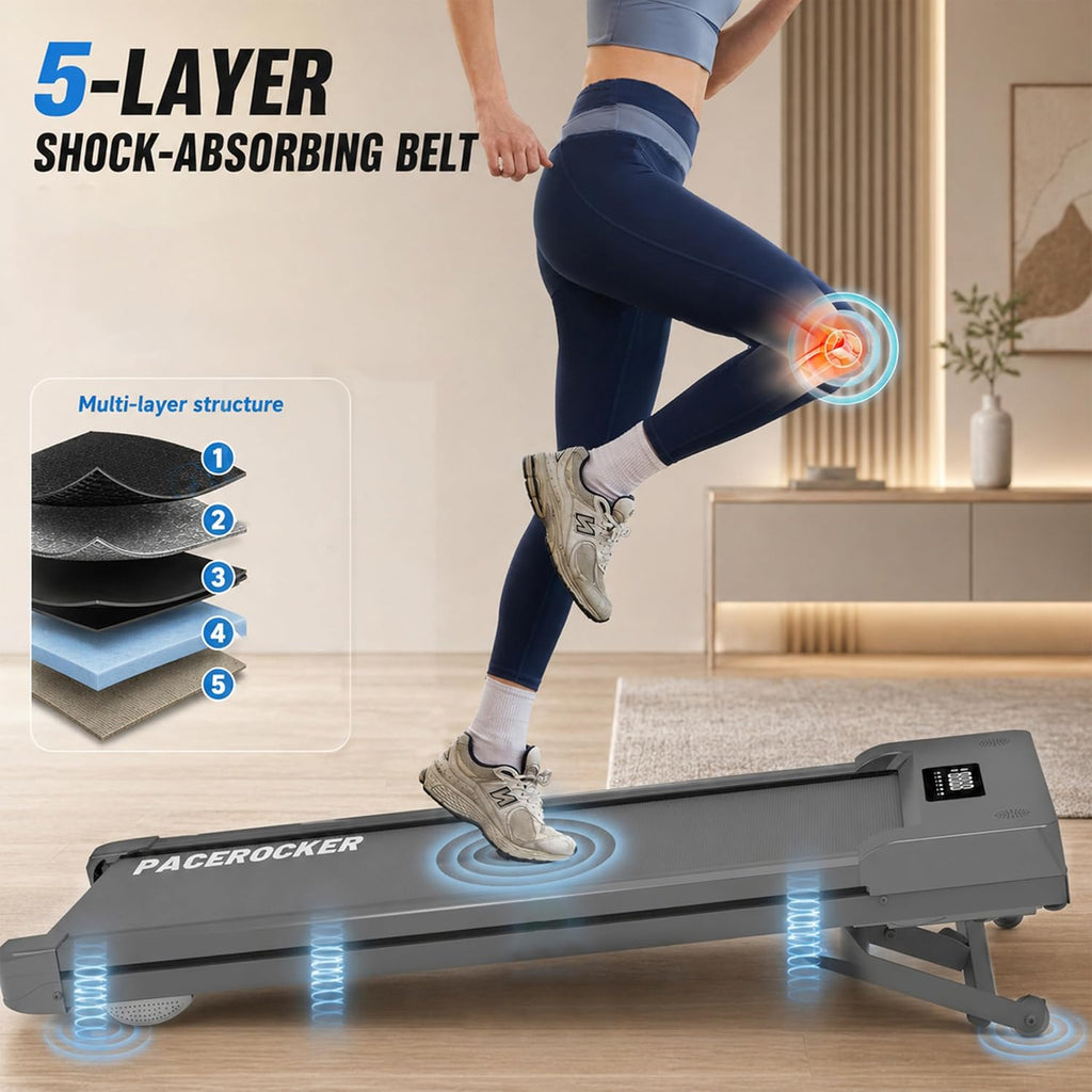 PACEROCKER Walking Pad Treadmill with 12% 9-Level Auto Incline, 450 lbs Capacity Bluetooth Speaker Under Desk Treadmills for Home Hiking, 5 MPH