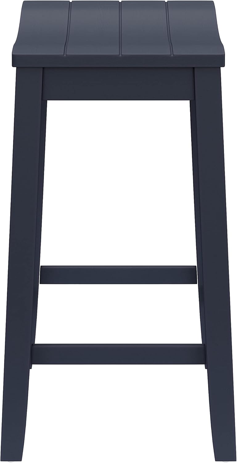 Hillsdale Fiddler Wood Backless Counter Height Stool with Saddle-Style Seat, Navy