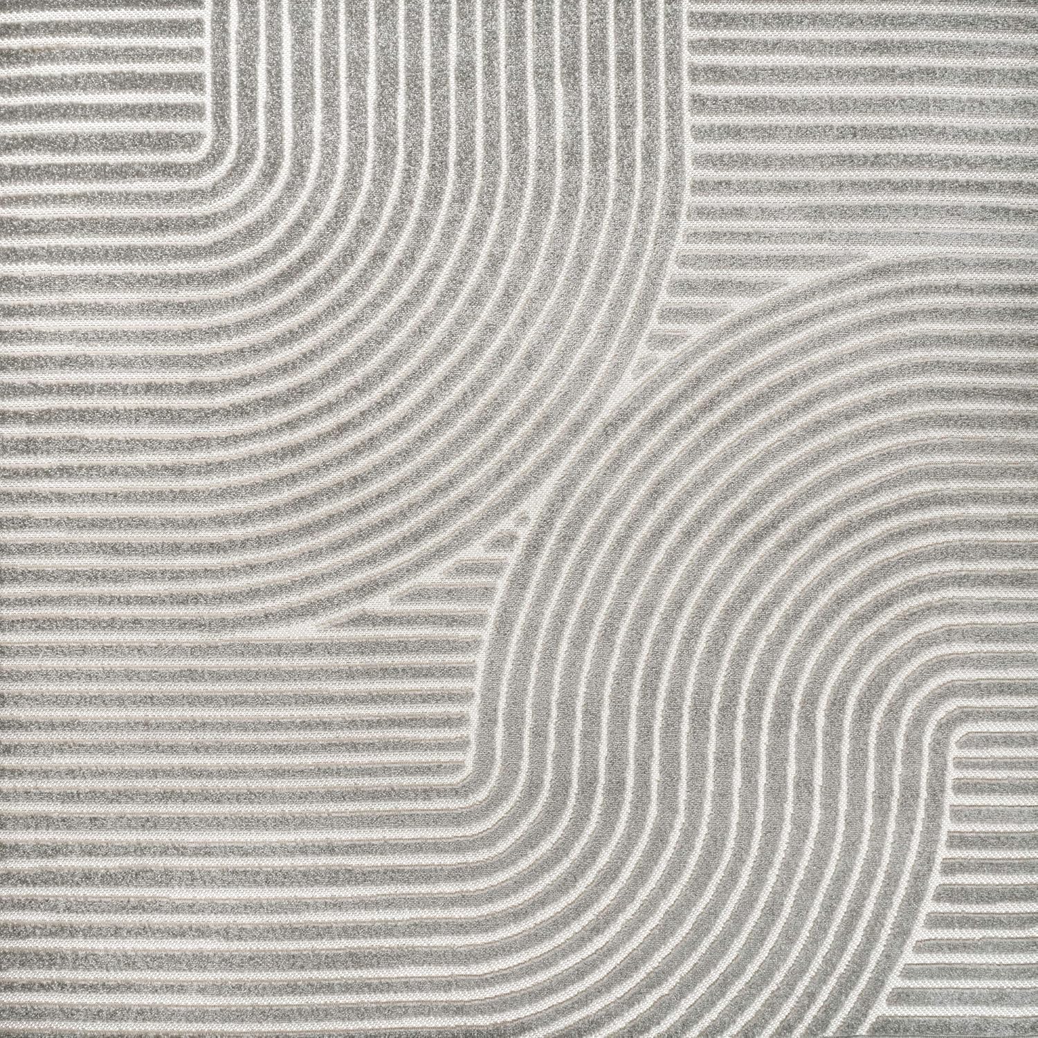 JONATHAN Y Hallie High-Low Curve Gray/Ivory 8x8 Square Indoor/Outdoor Area Rug, Minimalist, Pet Friendly, Non-Shedding, Stain Resistant, Hose-Washable for Backyard, Patio, Porch (SCN100A-8SQ)