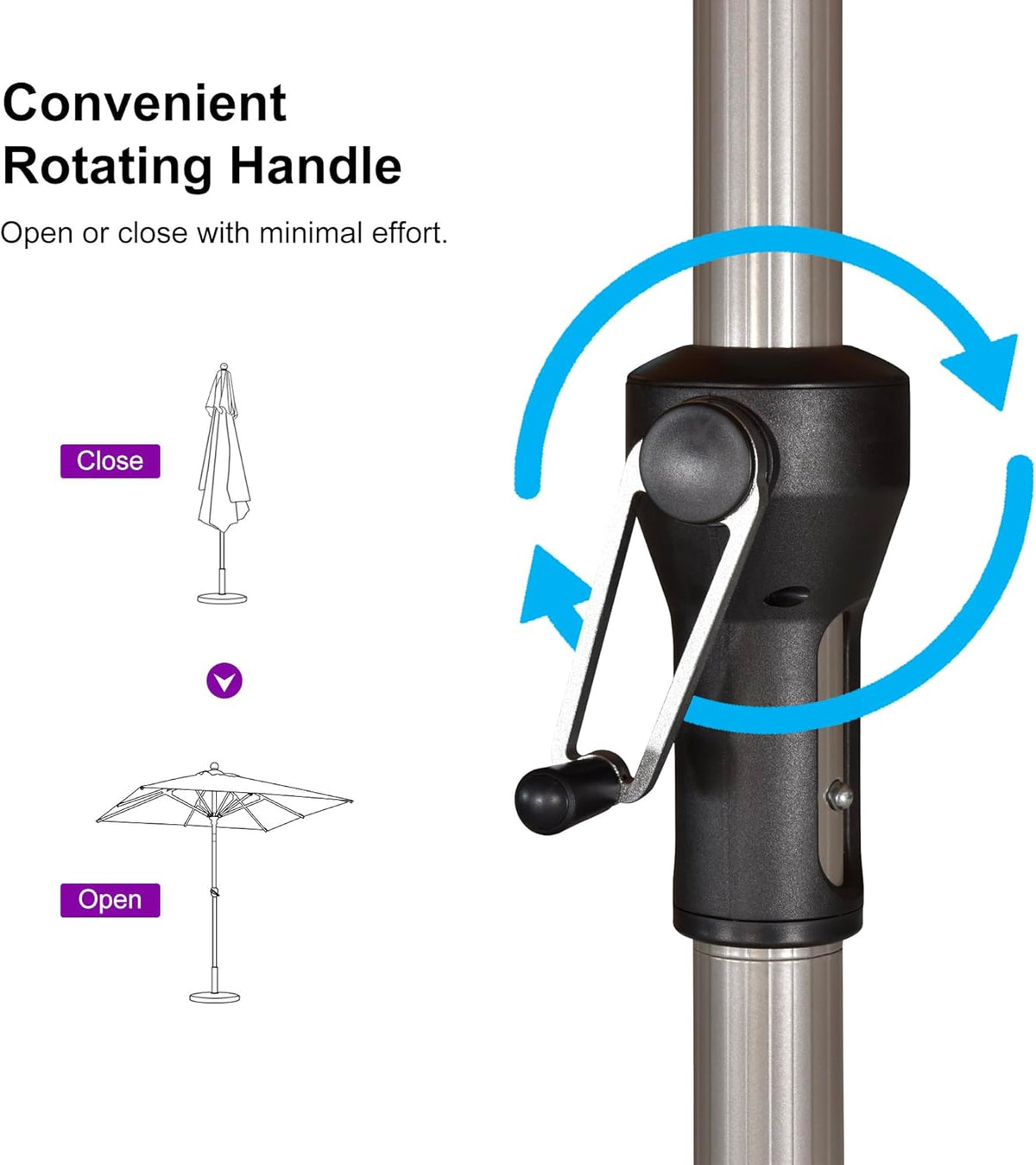 PURPLE LEAF 10' x 10' Square Patio Umbrella, Alumimum Outdoor Market Umbrella with 3 Year Fade Resistant, Pool Umbrella for Deck Garden, Patio, or Poolside, Lawn
