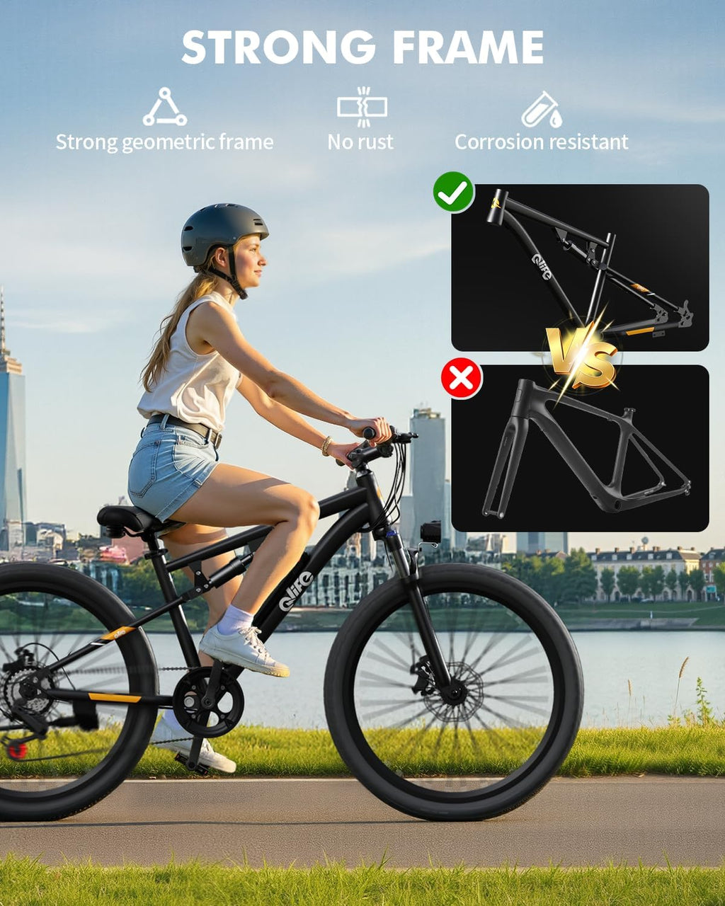 Qlife Racer Electric Bike for Adults - 21-Speed Mountain Lightweight Ebike with Peak 1000W/750W 25MPH/22MPH Brushless Motor, 375Wh Removable Battery, 26X2.1 Tire Step Over E-MTB, Up to 40 Miles