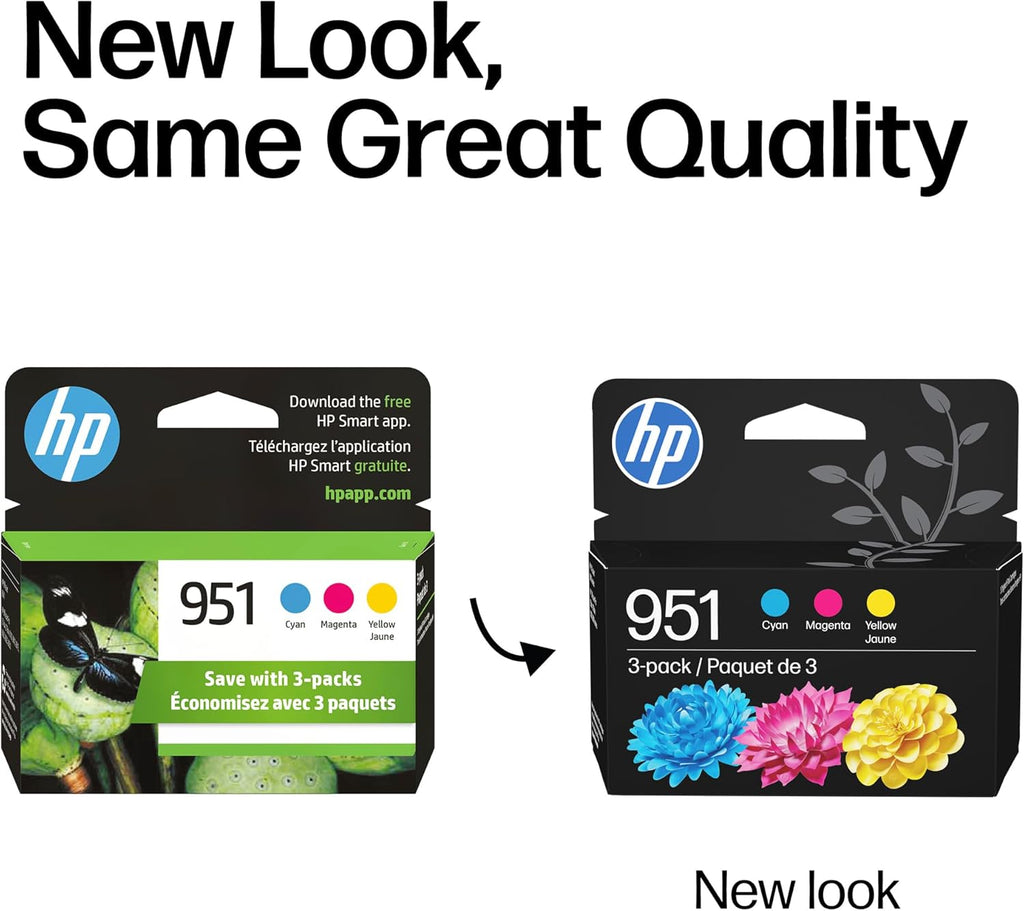 HP 951 Cyan, Magenta, Yellow Ink Cartridges (3 Pack) | Works with OfficeJet 8600, OfficeJet Pro 251dw, 276dw, 8100, 8610, 8620, 8630 | Eligible for Instant Ink | CR314FN