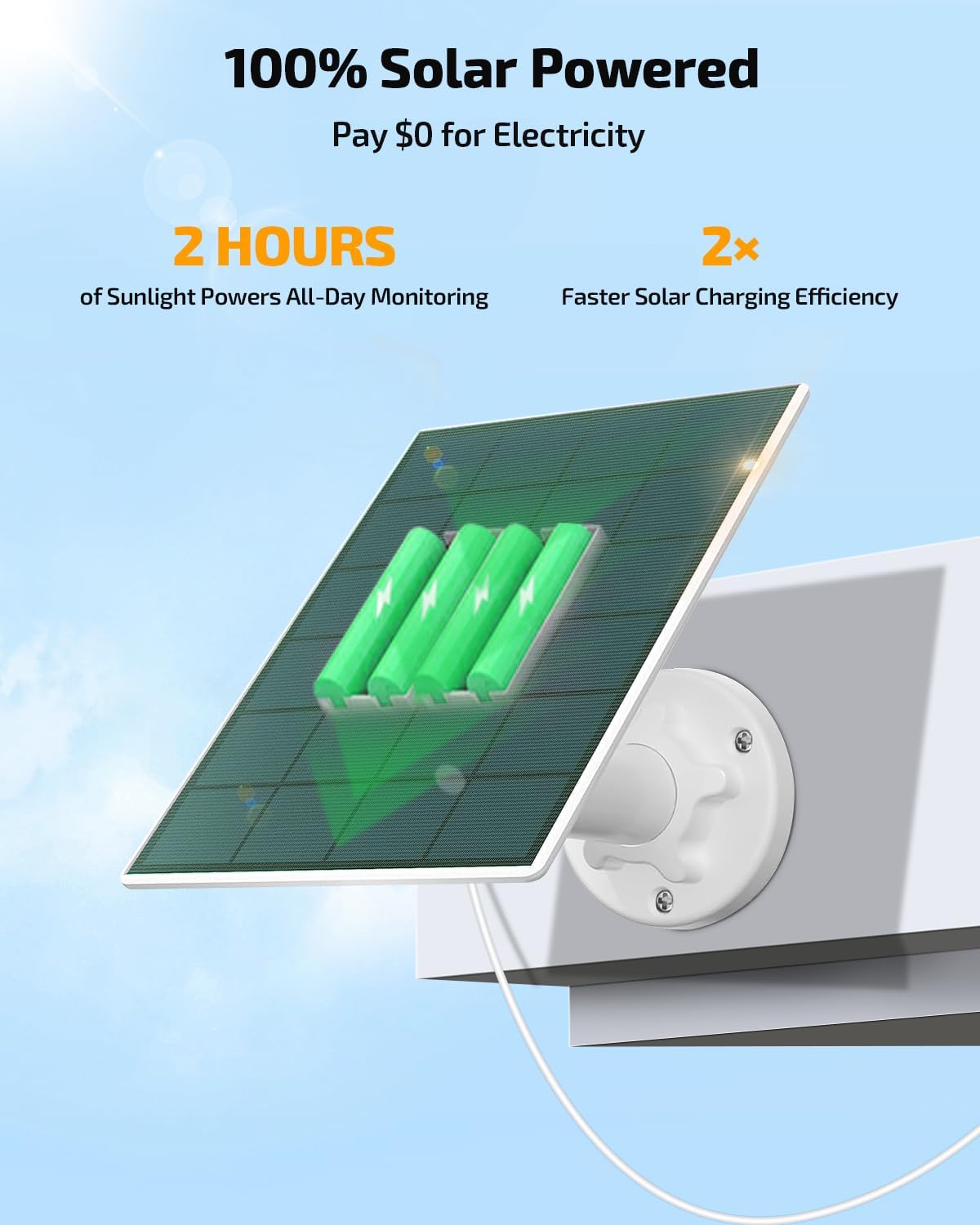 《100% Solar Powered & 2-Way Audio》Outdoor Wireless PTZ Camera System, 4MP Solar Powered Battery Cameras,Home Video Surveillance Systems, Surveillance DVR Kits