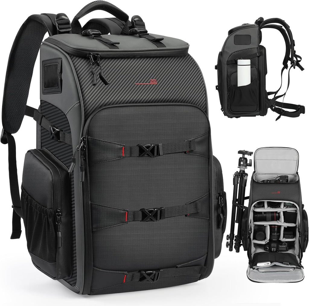 STARTRC VCR Camera Backpack Professional Bag 40L DSLR/SLR Mirrorless Travel Case Photography Tactical Compartment for Canon/Nikon/Sony Camera Holder Tripod Lens Laptop (Only Backpack)