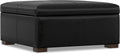 SIMPLIHOME Gabbie Storage Ottoman - 48 inch Wide Upholstered Vegan Leather Rectangle Storage Ottoman Bench in Midnight Black, Contemporary Ottoman for Living Room with Lift-Up Lid