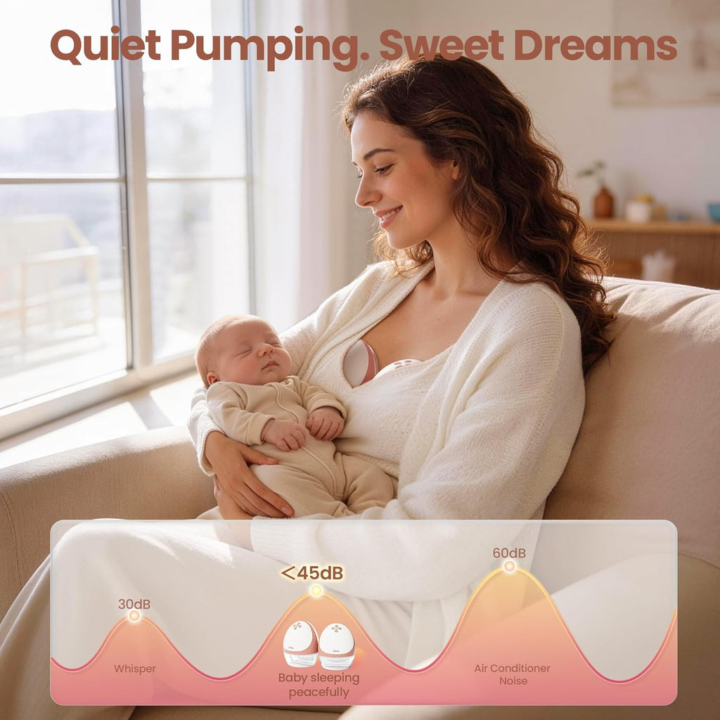 Heated Wearable Breast Pump Hands-Free, Portable Electric Breastfeeding Pump, 4 Modes & 9 Levels, Innovated Heating Tech with Strong Battery & Hospital-Grade Suction, 19/21/24mm Flange Inserts