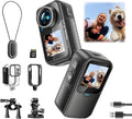 4K Mini Action Camera, EIS Stabilization, 130° Wide Angle, Dual Touchscreen, Pre-Record, Waterproof for Vlogging, Outdoor Adventures(Black, 128, GB)