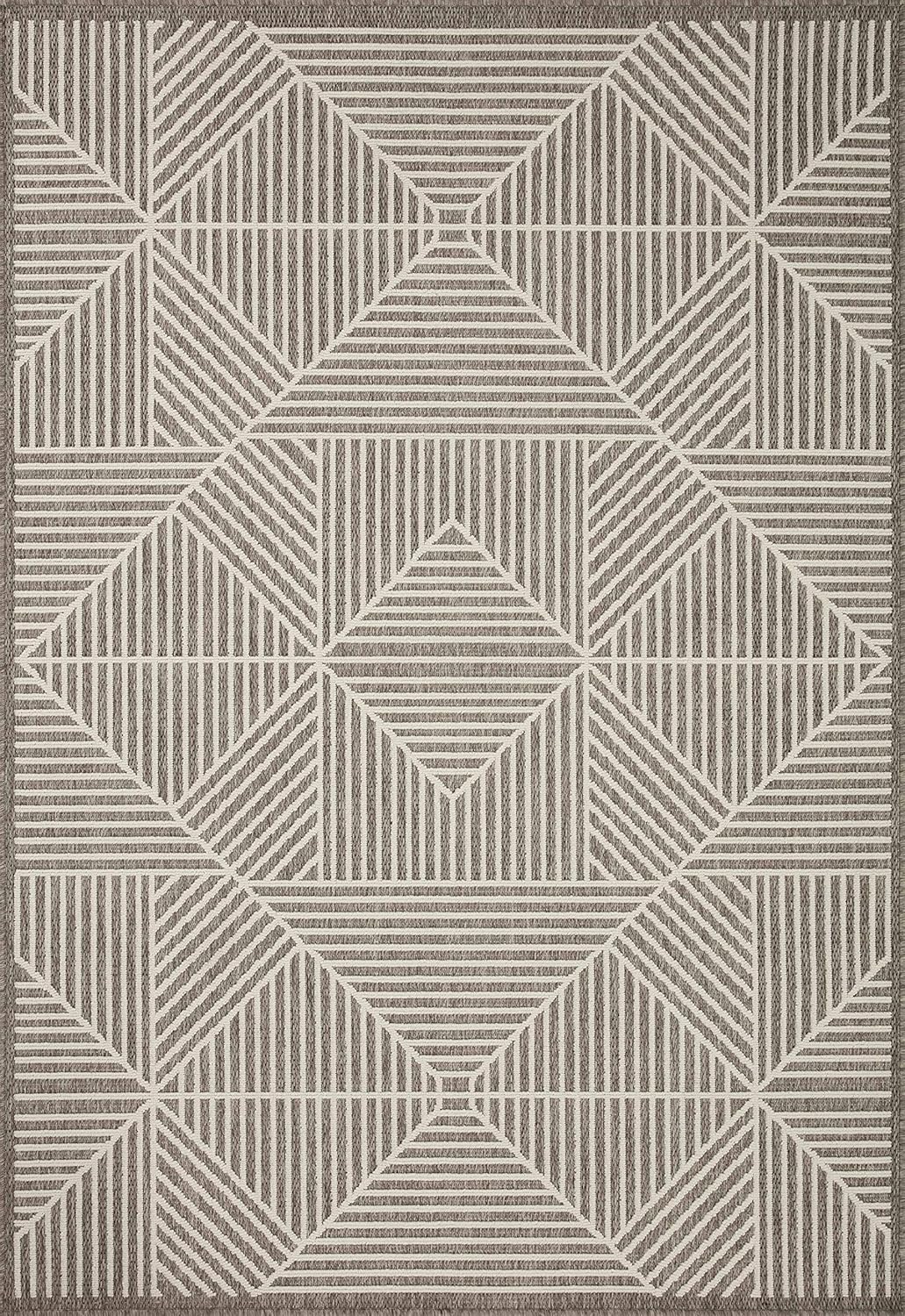 Loloi II Rainier Collection RAI-03 Natural/Cream, Indoor/Outdoor 5'-3" x 7'-7" Area Rug, Beige/Ivory