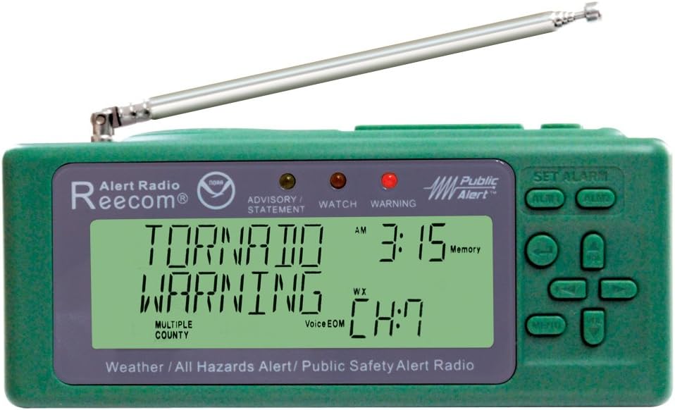 Unique Simultaneously Monitor Multiple Channel/Station Alerts (in Standby) with EOM Detection, Reecom R-200 Same NOAA Weather Alert Radio (Green)