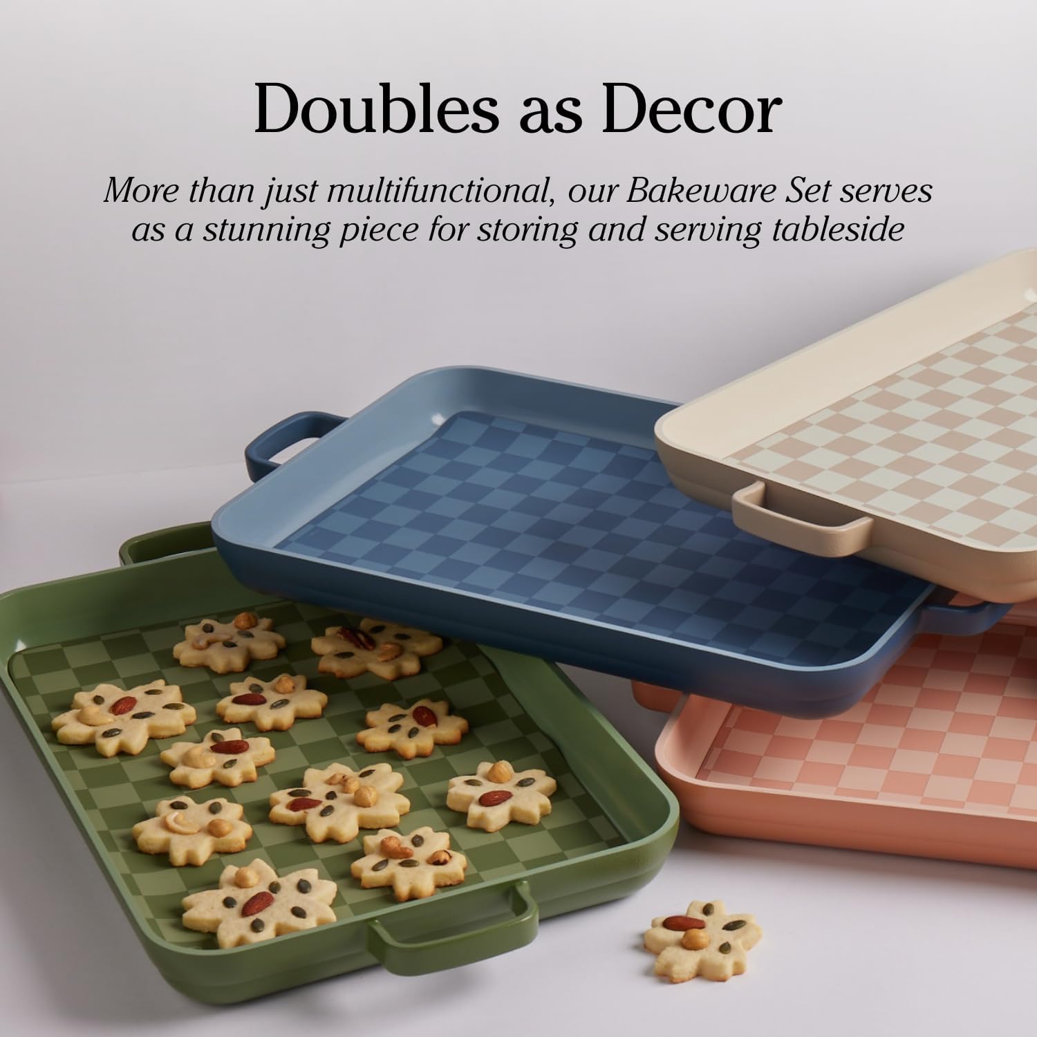 Our Place Bakeware Set | 5-Piece Ceramic Bakeware Collection with Stovetop-to-Oven Griddle Pan | PFAS-Free Non-Toxic Nonstick Pans, Oven Mat & Baking Dishes | Blue Salt