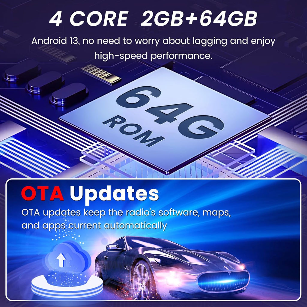 4Core+64G ROM Andriod 13 Car Radio for Dodge RAM 1500 2500 2013-2018: 9 inch IPS Touchscreen Car Stereo with Wireless Carplay Android Auto Bluetooth 5G WiFi 1080P Backup Camera GPS FM