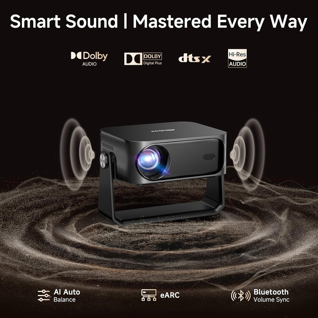 2000 ANSI/Auto Focus & Keystone/Built-in APP 4K Outdoor Projector with Wifi and Bluetooth, Smart Portable Projector with Built in Apps YouTube/PrimeVideo & Dolby, Home Theater Projector with HDR10+