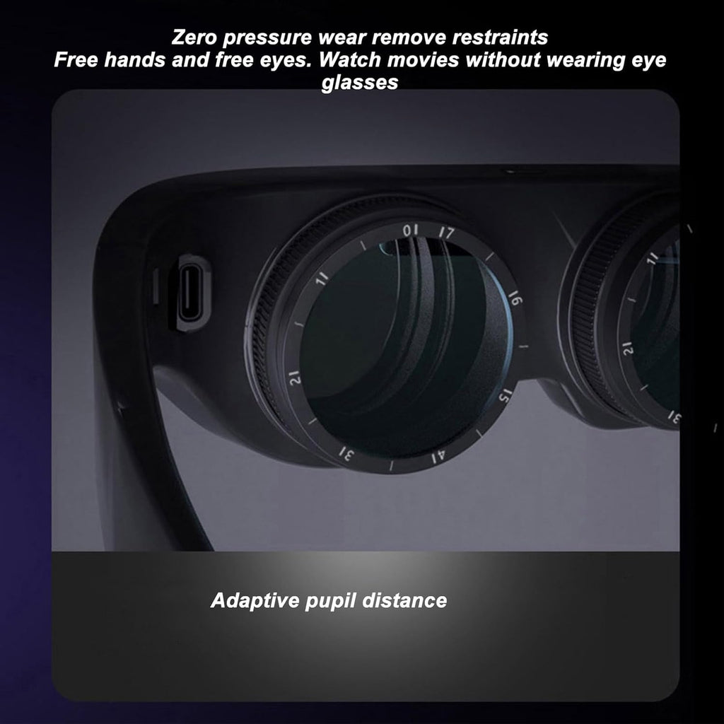 Diydeg AR Glasses, 4K HD 3D IMAX Wearable VR Headset Smart Glasses for Video Display, Myopia Friendly Portable Augmented Reality for Watch, Stream & Game on PC/Tablet/Console