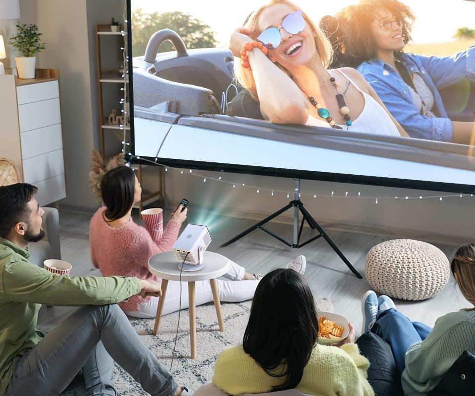 HP MC400 Mini Portable Smart Projector with WiFi and Bluetooth, Short Throw 4K Support & 1080P, Wireless Screen Mirroring, Built-in App & Speaker, USB-C Powered for Home Theater and Outdoor Movies