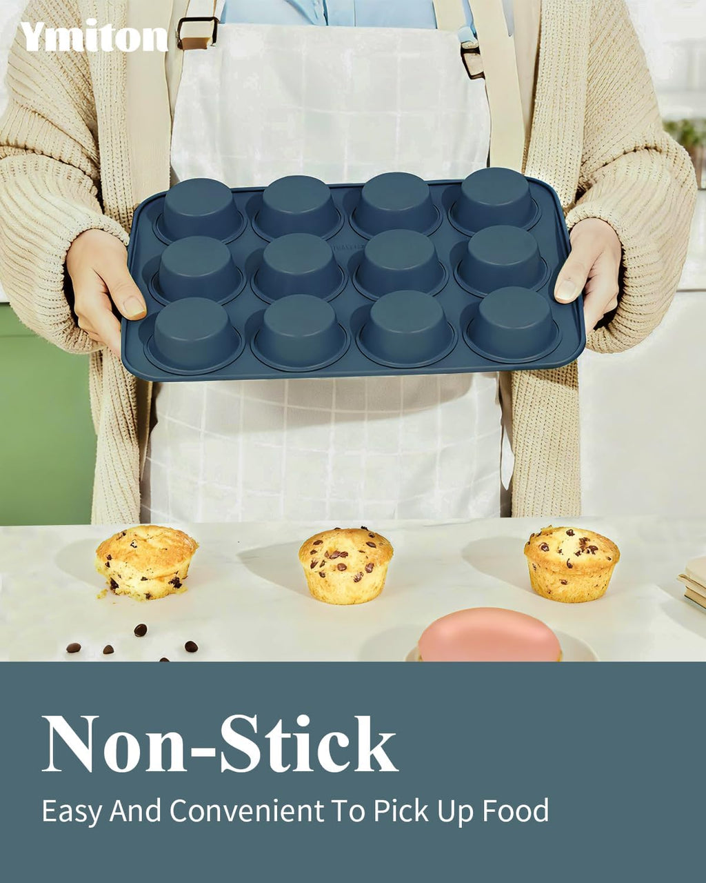 Ceramic Nonstick Baking Pans Set, Non Toxic 33 PCS Stackable Bakeware Sets, 550°F Oven Safe Baking Sheet & Pans, Warp-Free, Dishwasher Safe, PTFE/PFOA/PFOS-Free (Blue)