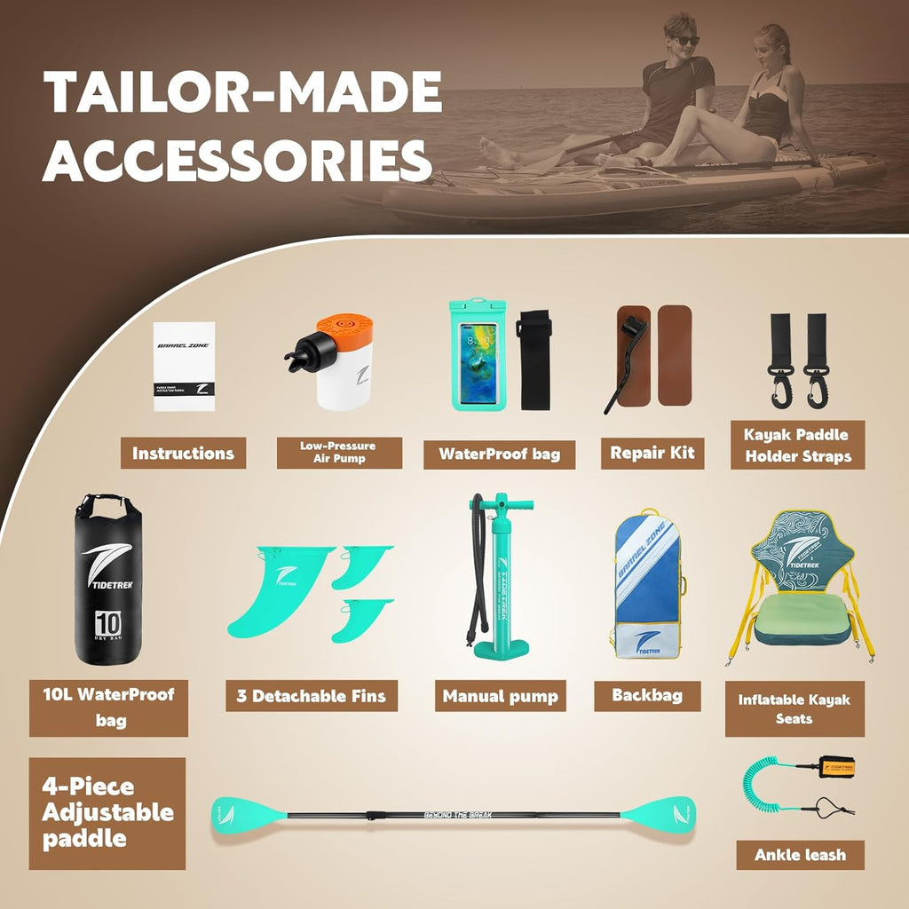 11'/11'6" x 33"/34" x 6" Inflatable SUP Paddle Board – Extra-Wide, Stable Stand Up Paddle Board with Premium Full Accessory Set for Adults & Youth
