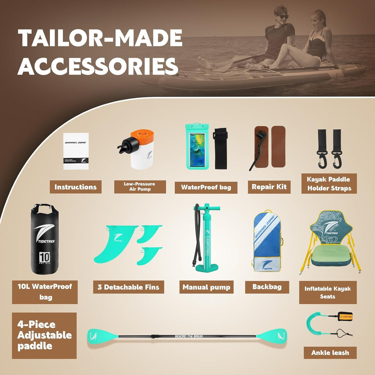 11'/11'6" x 33"/34" x 6" Inflatable SUP Paddle Board – Extra-Wide, Stable Stand Up Paddle Board with Premium Full Accessory Set for Adults & Youth