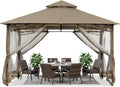 ABCCANOPY Gazebos for Patios 10x12 - Outdoor Steel Frame Gazebo with Mosquito Netting for Lawn Backyard Garden Deck (Khaki)