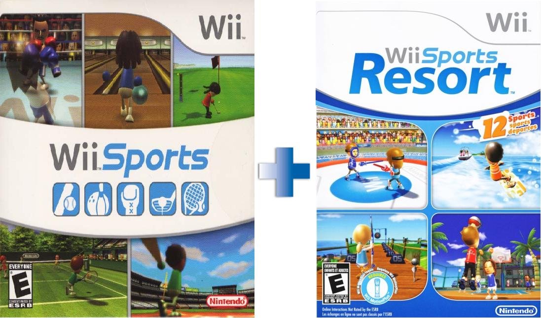 Wii Sports Game + Wii Sports Resort Game Wii (Renewed)