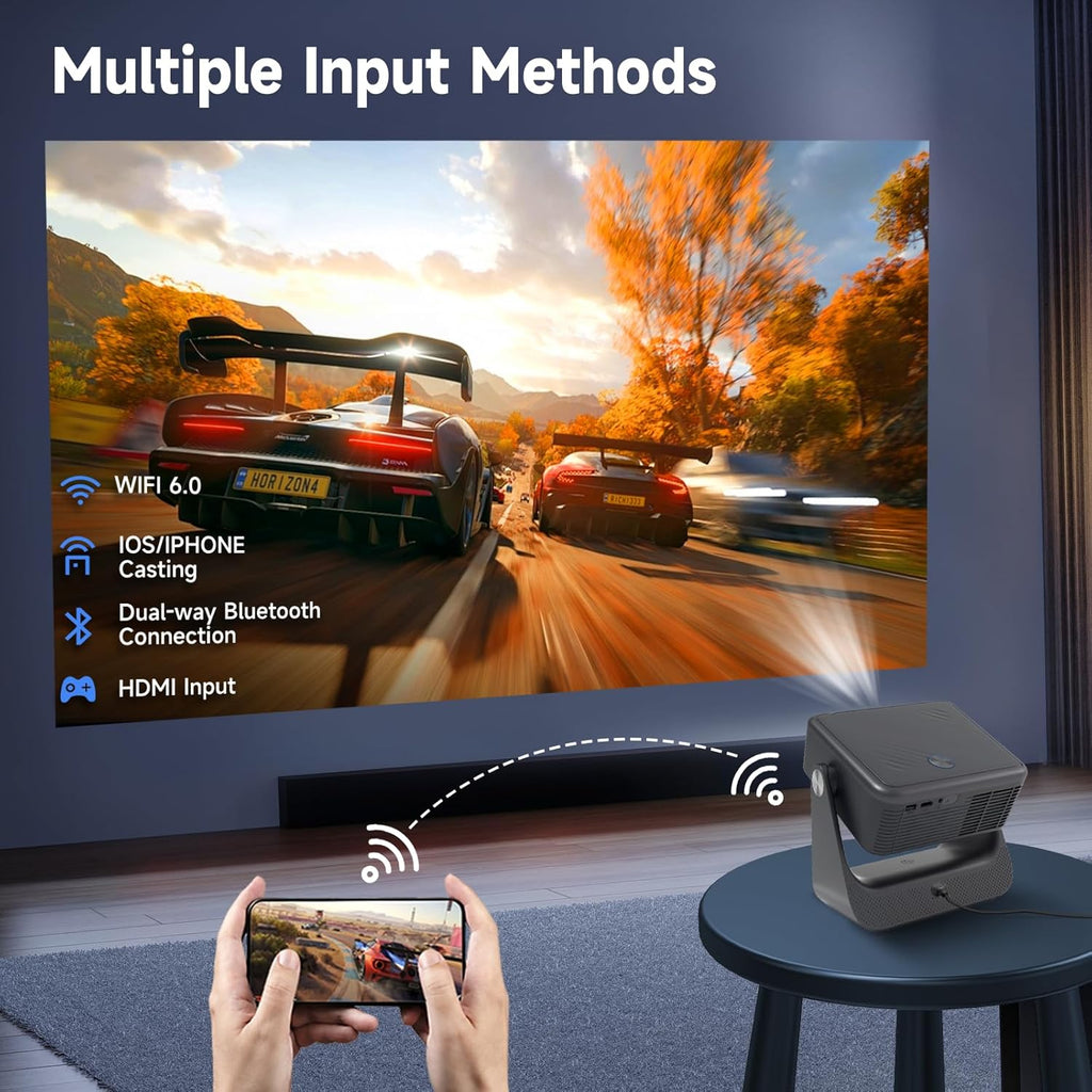 【Official Google TV/1500 ANSI/4K Supported】Smart TV Projector with WiFi and Bluetooth, Native 1080P Portable Projector, Auto Focus & Keystone, Voice Input, Mini Proyector for Home Cinema, iOS/Android