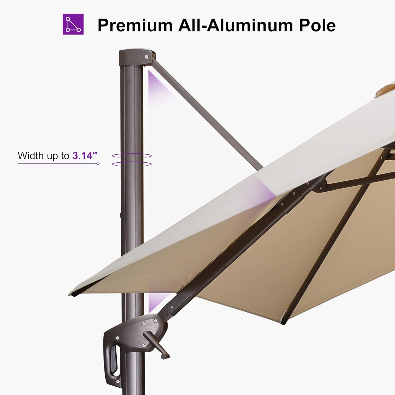 PURPLE LEAF 10' X 10' Patio Cantilever Umbrella Antique Bronze Square Outdoor Umbrella with 360° Rotation and Aluminum Offset Hanging for Garden Backyard Pool, Beige