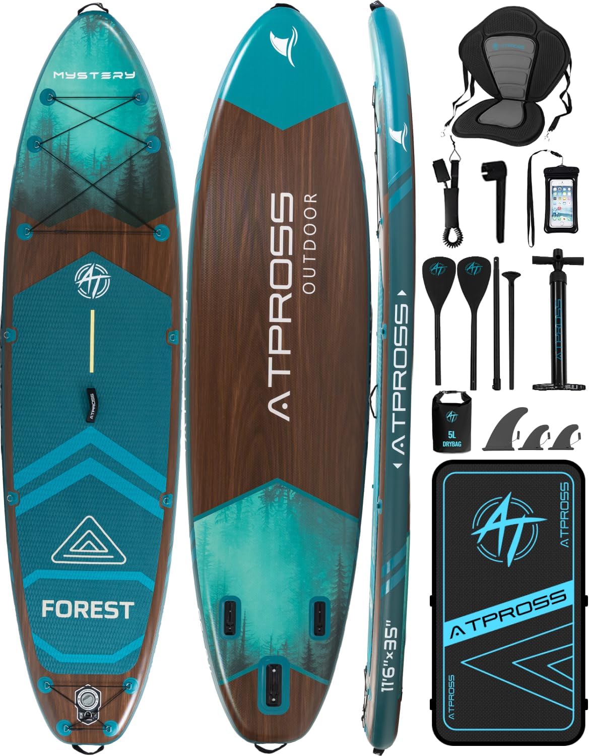 11'6"x35" Inflatable Paddle Board, 450lbs Extra Wide Stand Up Paddleboard for Adults with Premium SUP Accessories Kit & Backpack, Blow Up Kayak Non-Slip Stable Deck Boat for Yoga Fishing Surf