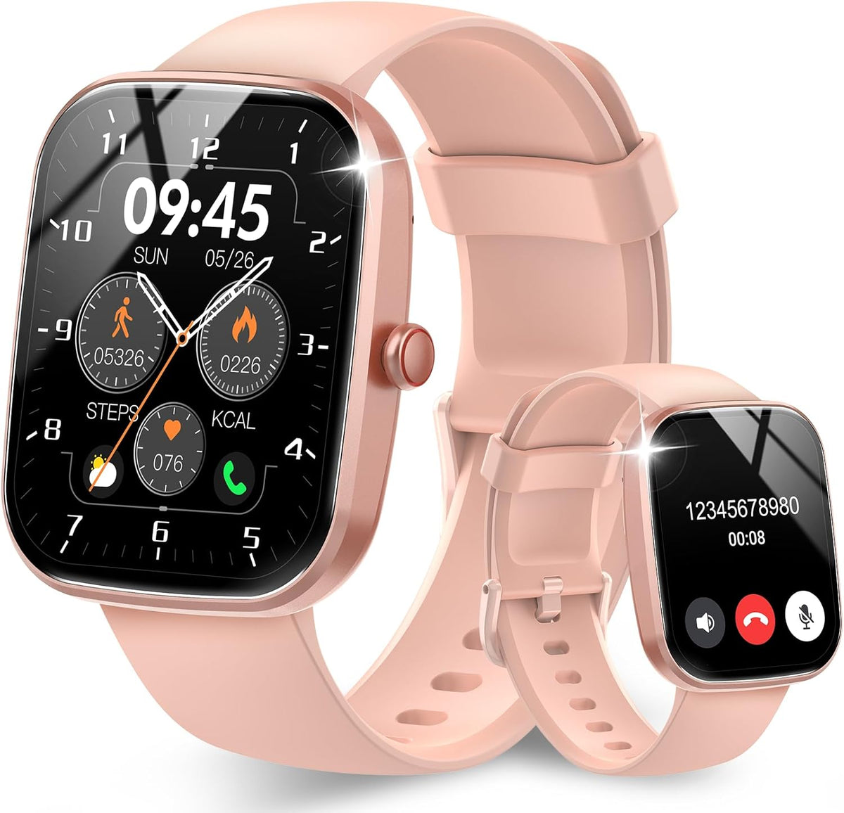 Csasan Smart Watch for Men Women(Answer/Make Call), 1.91" HD Screen Smartwatch Heart Rate/Sleep/Steps Monitor, 100+ Sports Fitness Watch, IP68 Waterproof Activity Trackers for Android iOS Pink