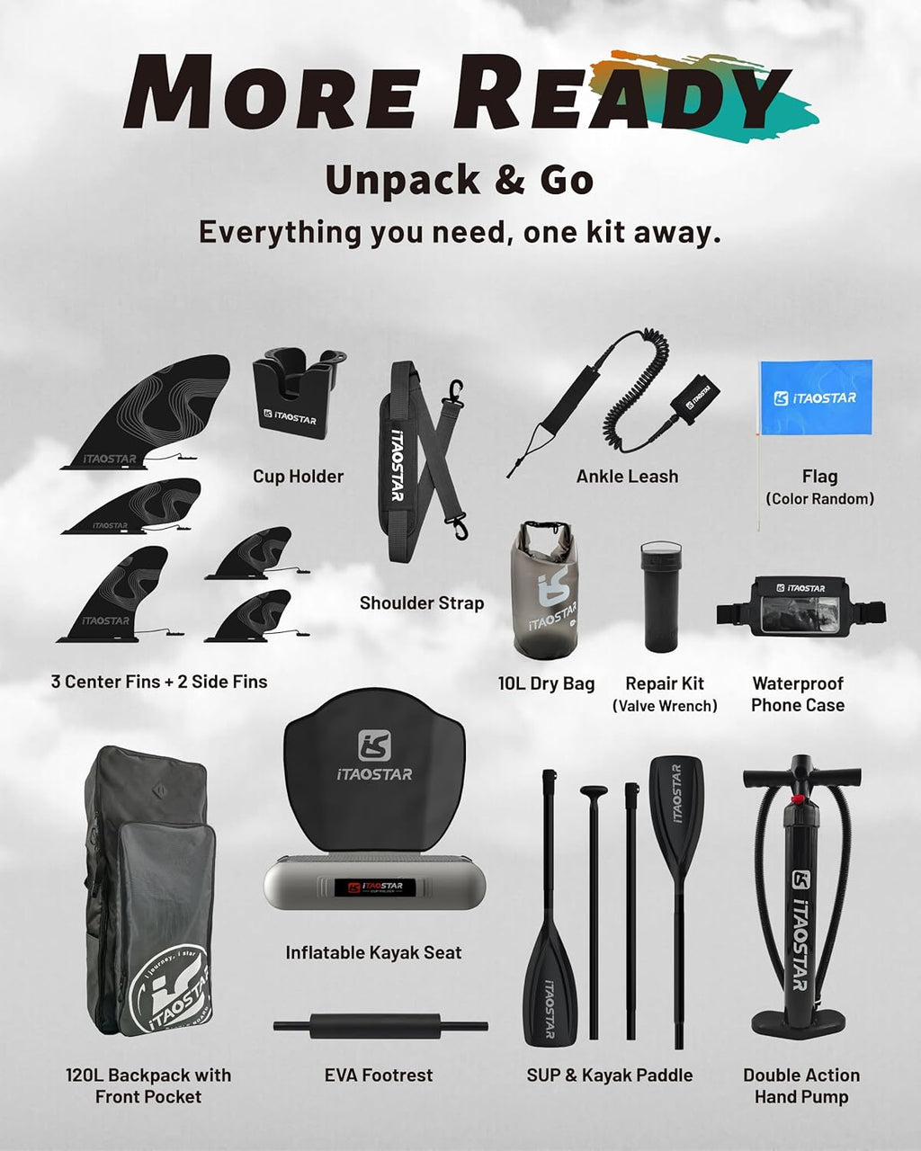 iTAOSTAR Novelty 11'6" x 35" Inflatable Stand Up Paddle Board with Seat- Stable SUP Board for Adults - Portable Paddleboard for Yoga, Surfing, Fishing - Includes Full Accessories Kit