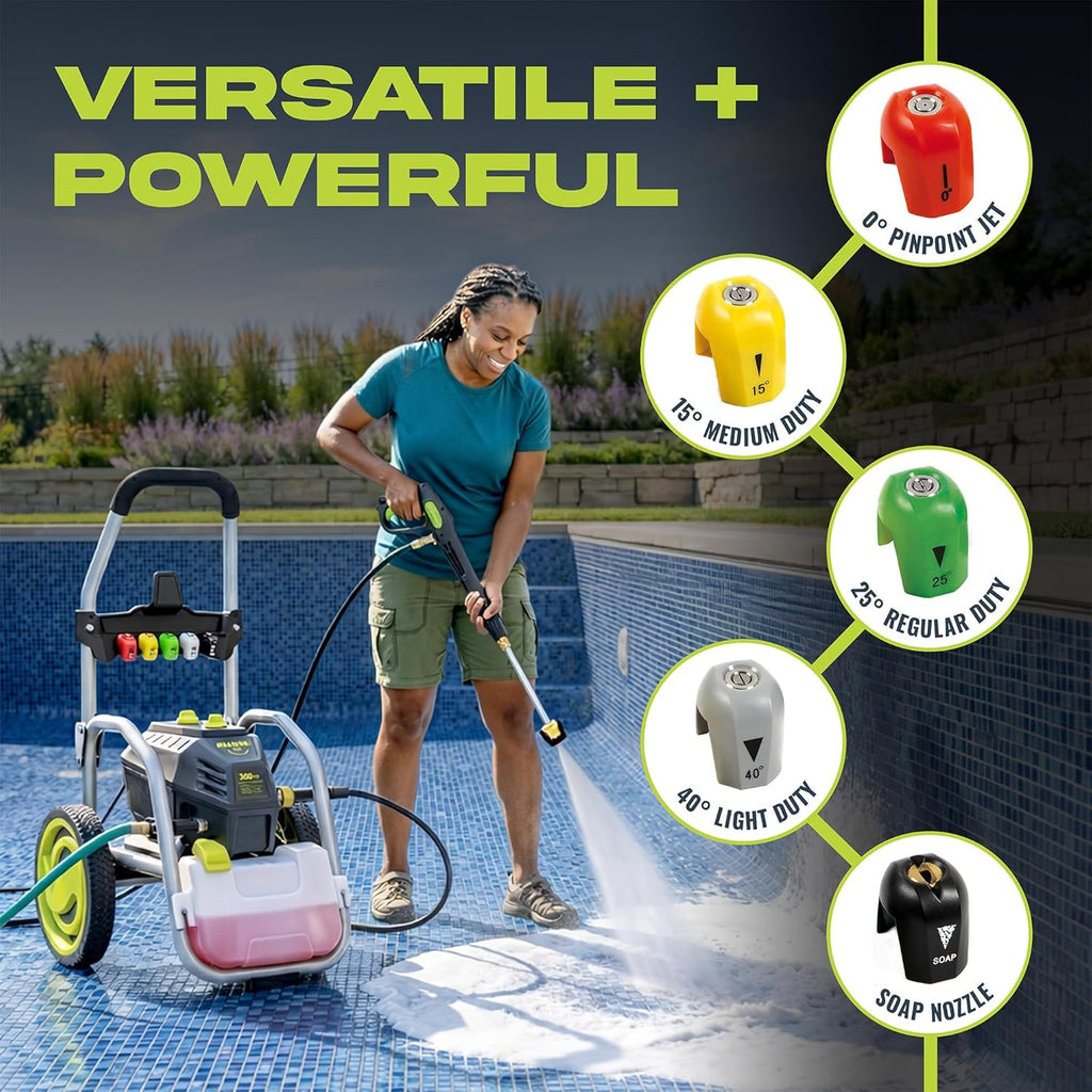 Sun Joe SPX4800 14.9-Amp Electric Pressure Washer, w/ 5 Quick-Connect Tips, Detergent Tank, Cleans Cars, Fences, Patios, Decks, Sidewalks & More