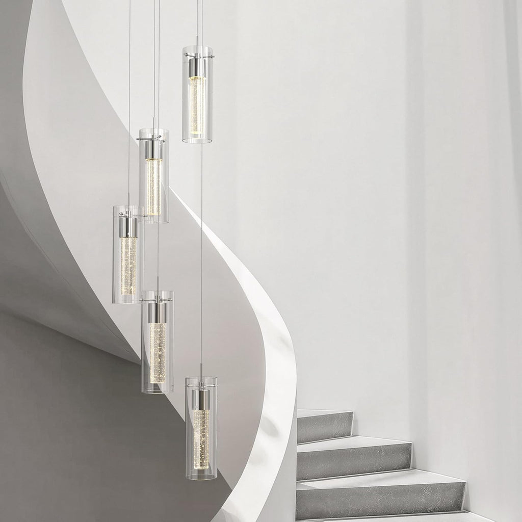 Tawson Alice 5-Light Chandelier Pendant Ceiling Light, Integrated Led and Bubble Glass, for Kitchen Island, Hallway, Entryway, Passway, Dining Room, Bedroom, Balcony Living Room