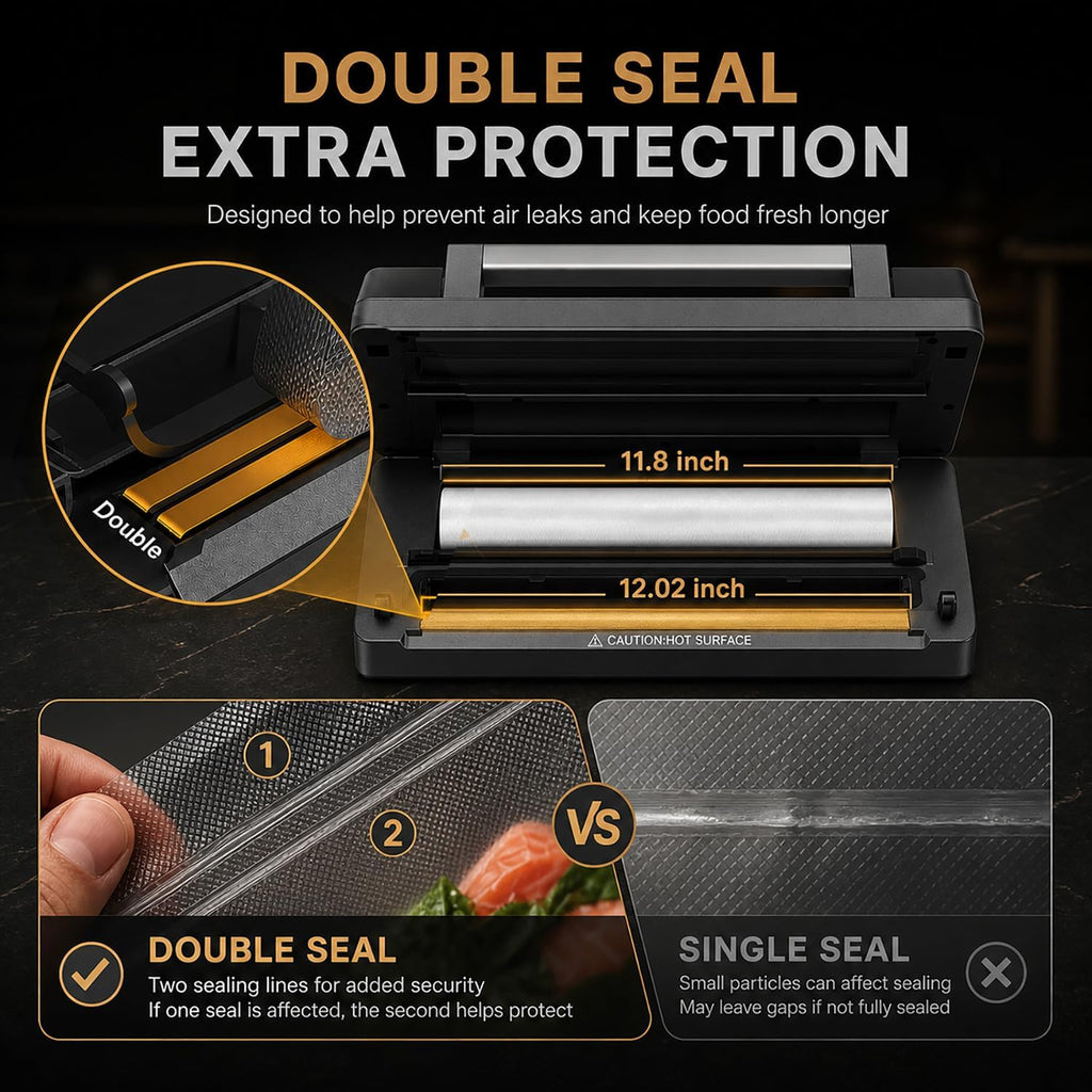 Next-Gen Vacuum Sealer Machine, Food Vacuum Sealer with Powerful Suction Pump, Dual-System for Valve&Textured Bags, Canisters & Marinate, Dual-Heat Seal for Dry&Moist Food, Built-in Cutter&Bag Storage