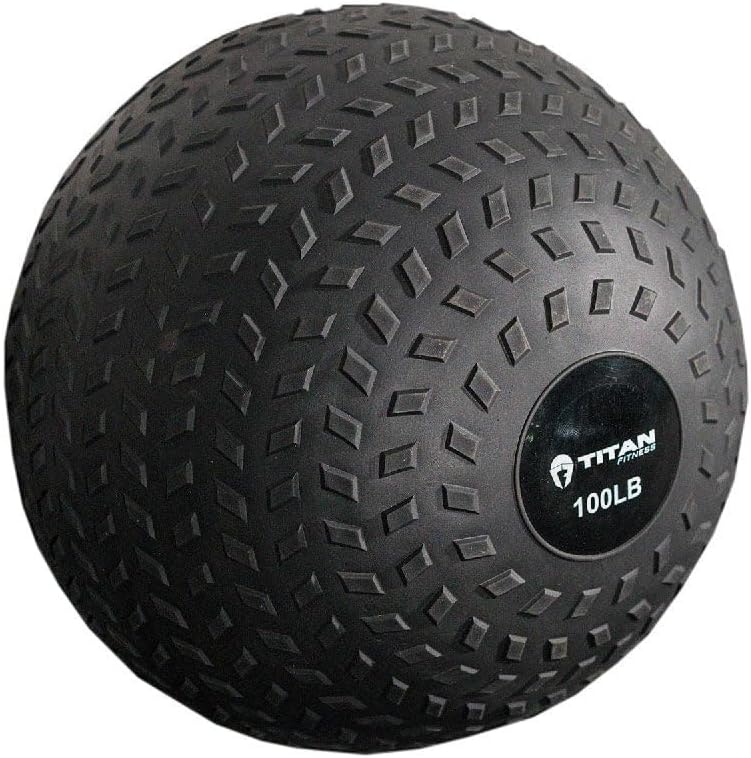 Titan Fitness Rubber Tread Slam Ball, Dead Bounce, Weight Workout - Throw, Catch, Slam, Twist