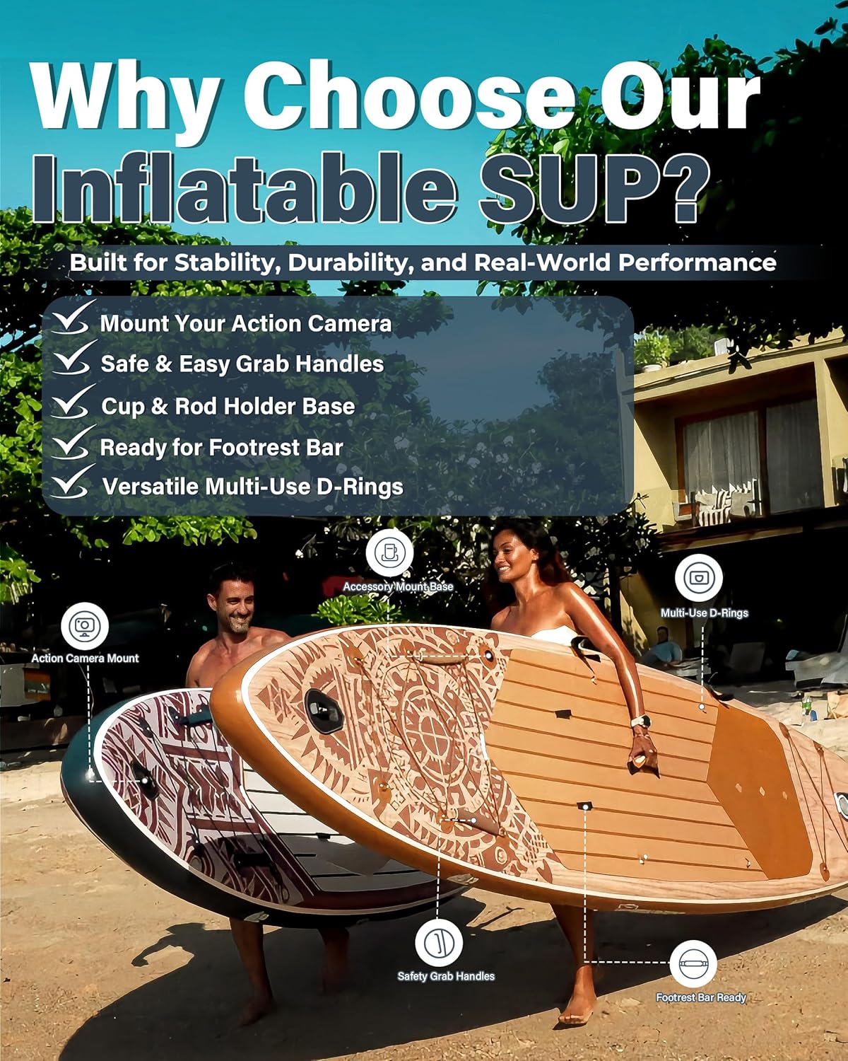 TIGERXBANG Inflatable Stand Up Paddle Board 11'6" x 35" x 6", Tribal Imprint Series, Extra Wide & Stable SUP, Ideal for Adults & Families, with Full Accessories