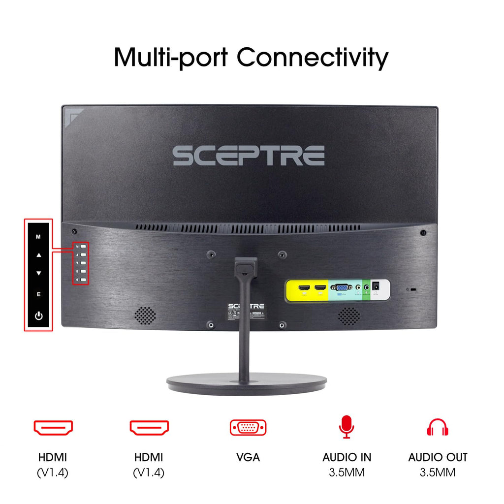 Sceptre Curved 27-inch Prime Monitor up to 100Hz 1080p, HDMI x2, VGA, 99% sRGB, Built-in Speakers, R1500, Machine Black 2025 (C275W-1920RN Series)