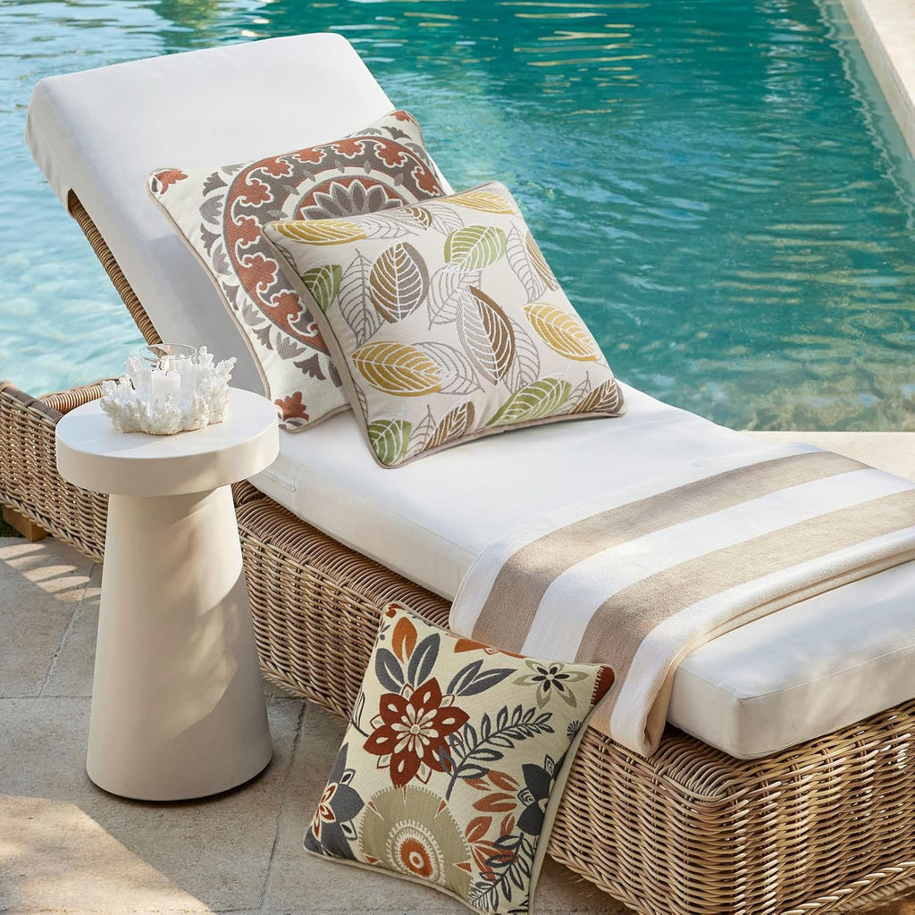 Outdoor Sunbrella Decorative Pillows Pack of 4, 18" x 18" Outdoor Pillow Set for Couch Bed Throw Patio Sofa, Airies Marble