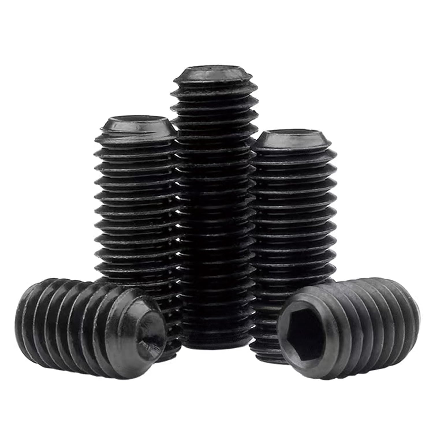 5/8"-18x5/8 Socket Set Screws, Cup Point, Fine, Alloy, Black Oxide, 25-Pack