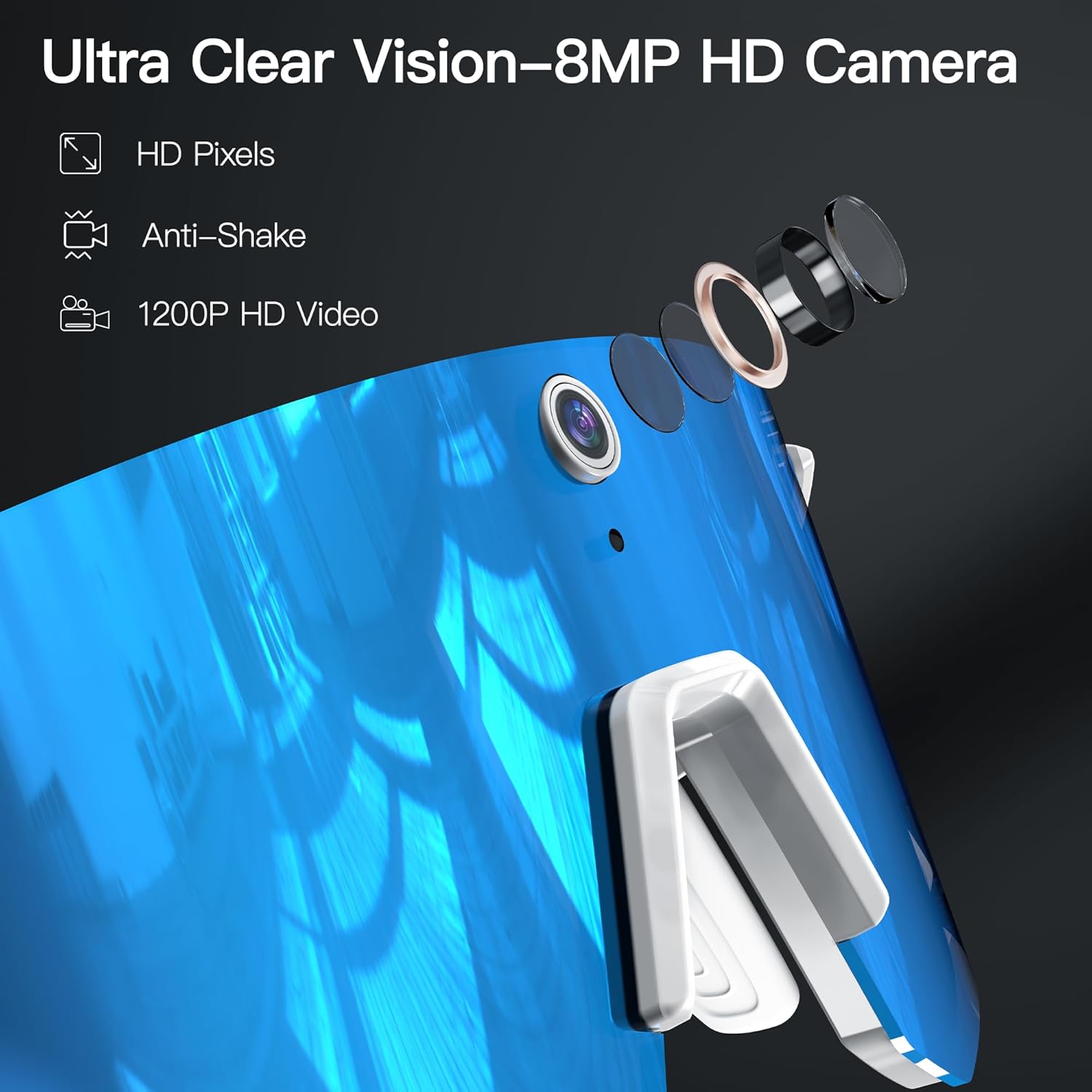 Sport AI Smart Glasses with Camera and EIS Stabilization, Bluetooth 8MP HD Camera 1200P Video Recording, AI Voice Assistant Photo Recognition, Real-Time Translation, Polarized Lenses Sunglasses