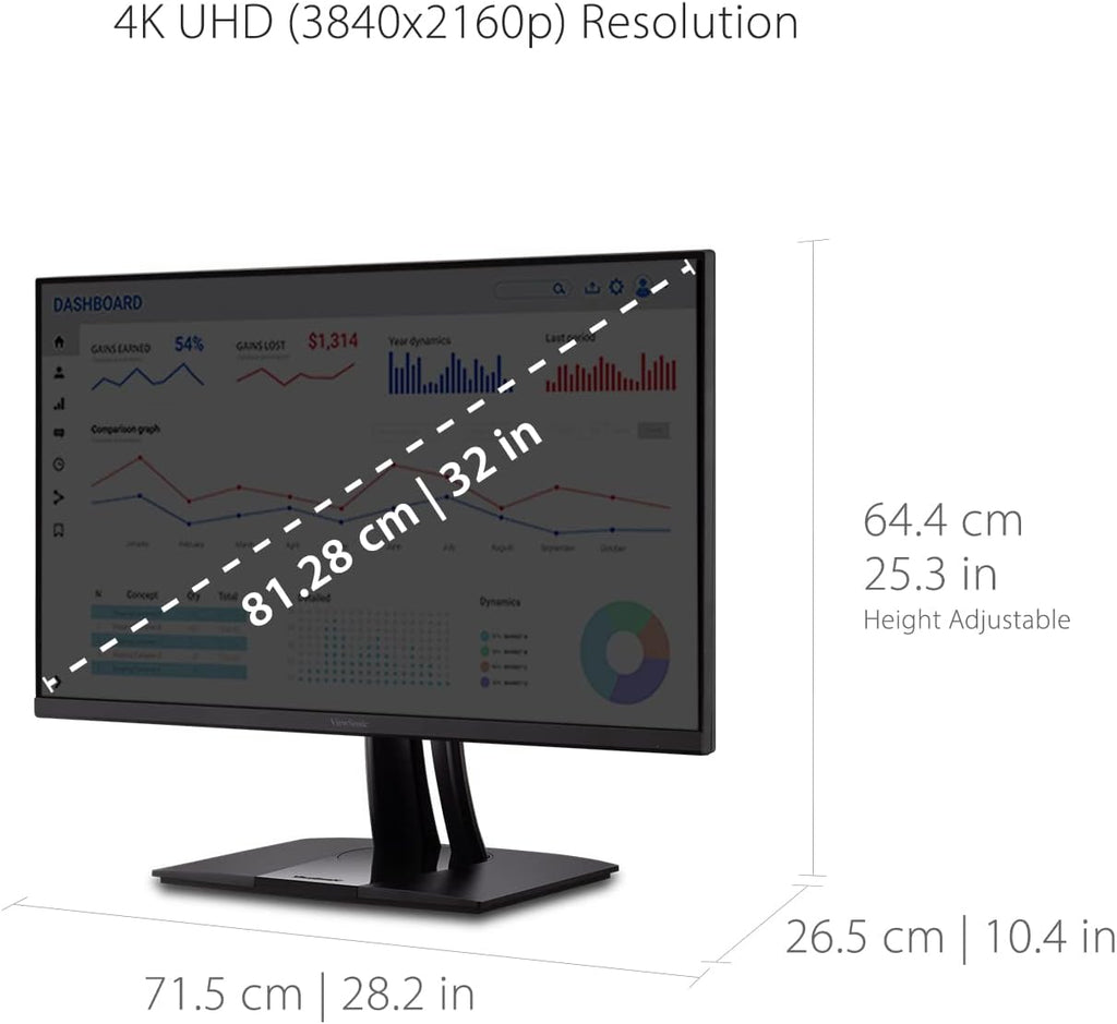 ViewSonic VP3256-4K 32" 4K UHD Professional Graphic Design Monitor with USB-C (90W) (Renewed)