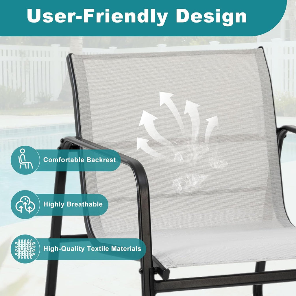 DUMOS 3 Piece Patio Furniture Set .Outdoor Patio Furniture Set with Table and Chairs, Patio Sectional Bistro Sets for Lawn, Garden, Balcony, Poolside Gray