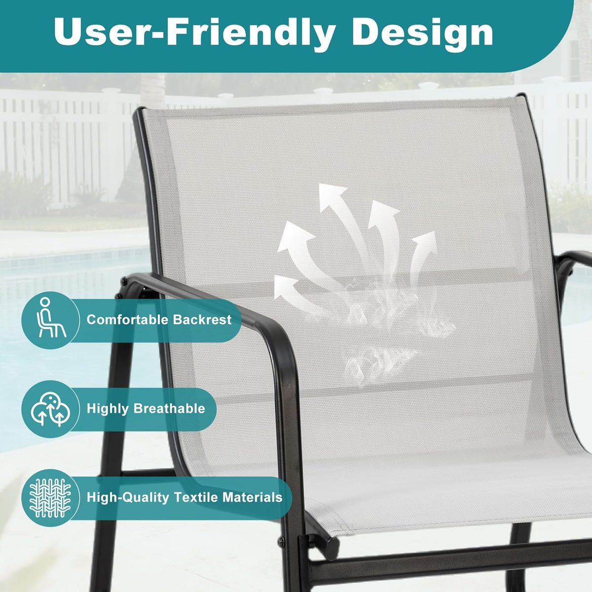 DUMOS 3 Piece Patio Furniture Set .Outdoor Patio Furniture Set with Table and Chairs, Patio Sectional Bistro Sets for Lawn, Garden, Balcony, Poolside Gray