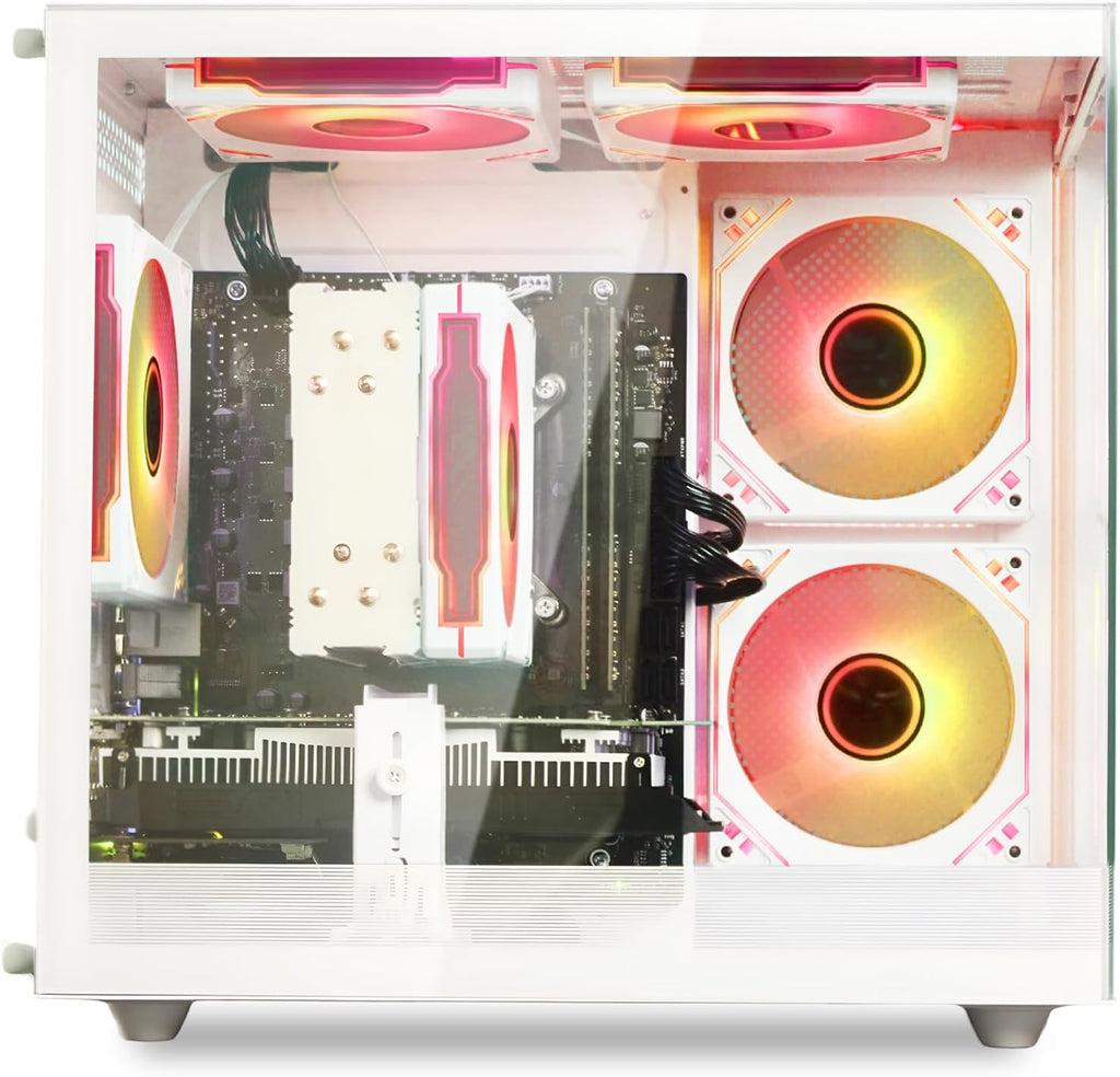 suevery Prebuilt Gaming PC |16G RAM | AMD Ryzen5 6Cores 3.6G Up to 4.1G | 512G SSD | Radeon 4G Graphics Gard | Wi-Fi 6 White Tower Desktop Computer Gamer Home