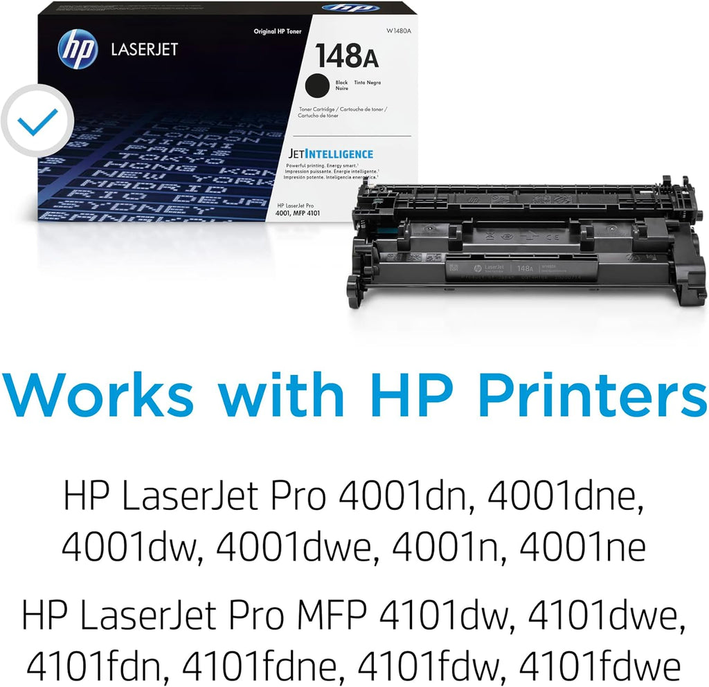 HP 148A Black LaserJet Toner Cartridge | This Cartridge Works LaserJet Pro 4001, MFP 4101 | W1480A