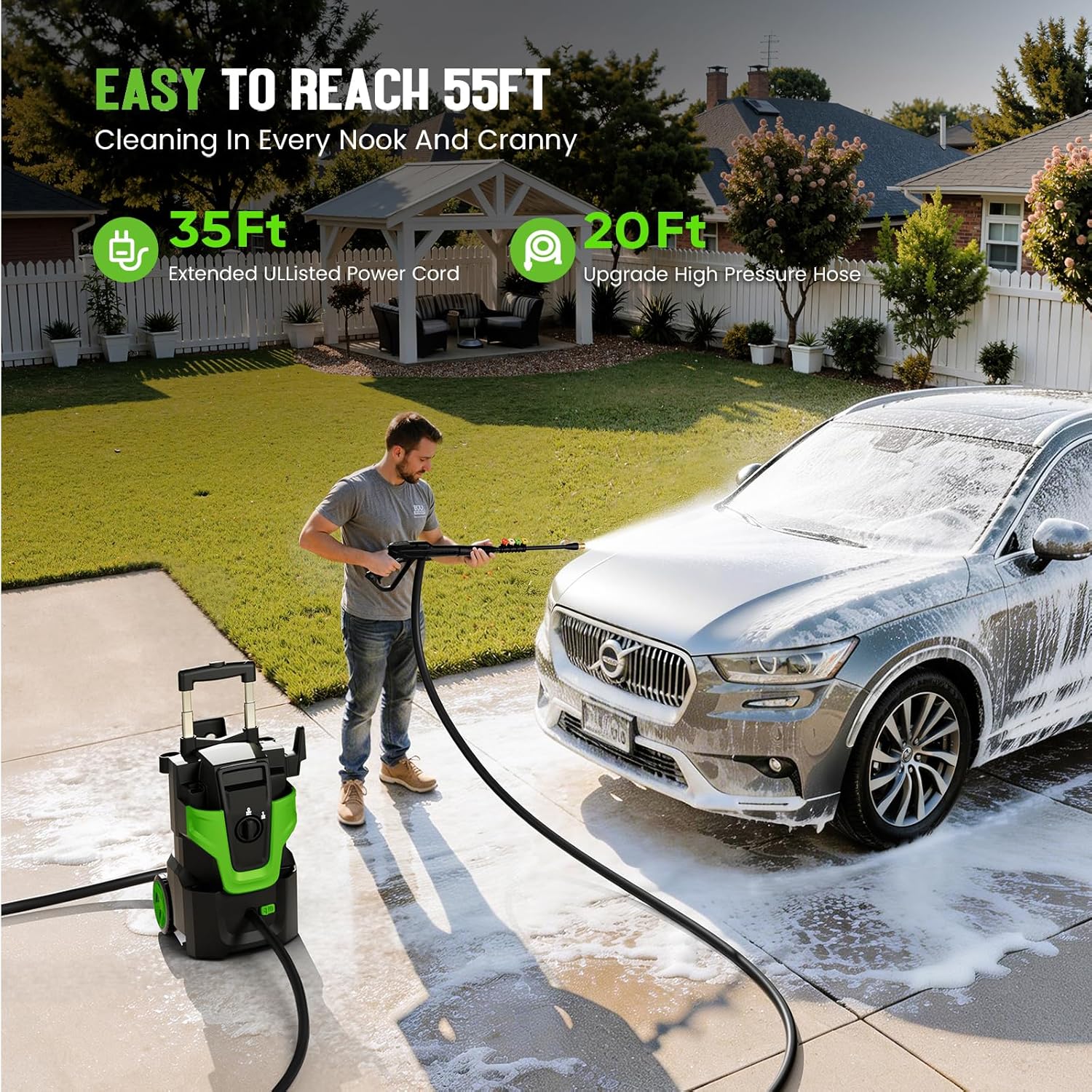 Heavy Duty 5000 MAXPSI Pres*Sure Washer, Power Cle*aner, Green