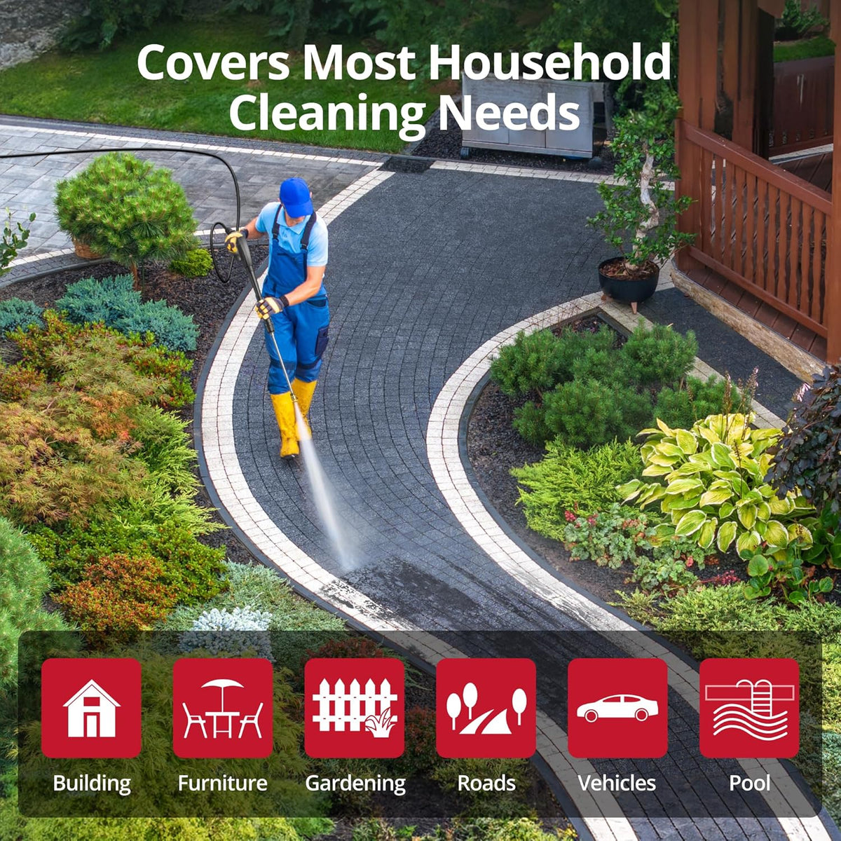 AMERISUN 3800 PSI Gas Pressure Washer 2.5 GPM with 212cc 4-Stroke OHV Engine, 5 Quick-Connect Nozzles & 10" Wheels, Heavy Duty Power Washer for Driveways, Cars, Patios, Decks & House Siding