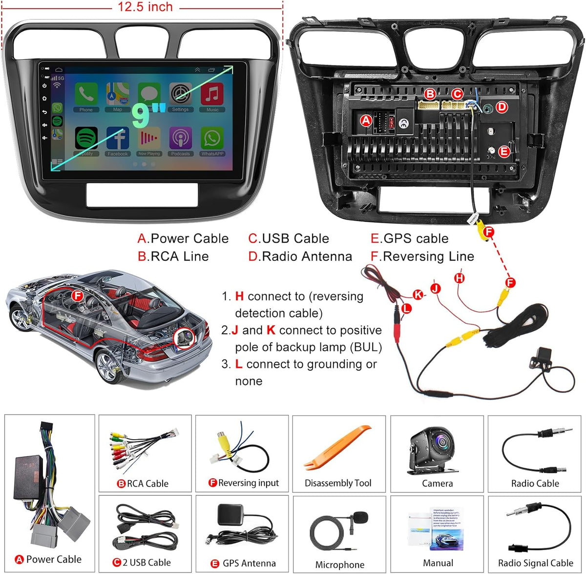 Car Radio for Chrysler 200 200C 2011-2014, 4GB RAM + 64GB ROM 9” HD Touchscreen Car Stereo – Android 13 System, Wireless CarPlay & Android Auto,GPS& Back-up Camera