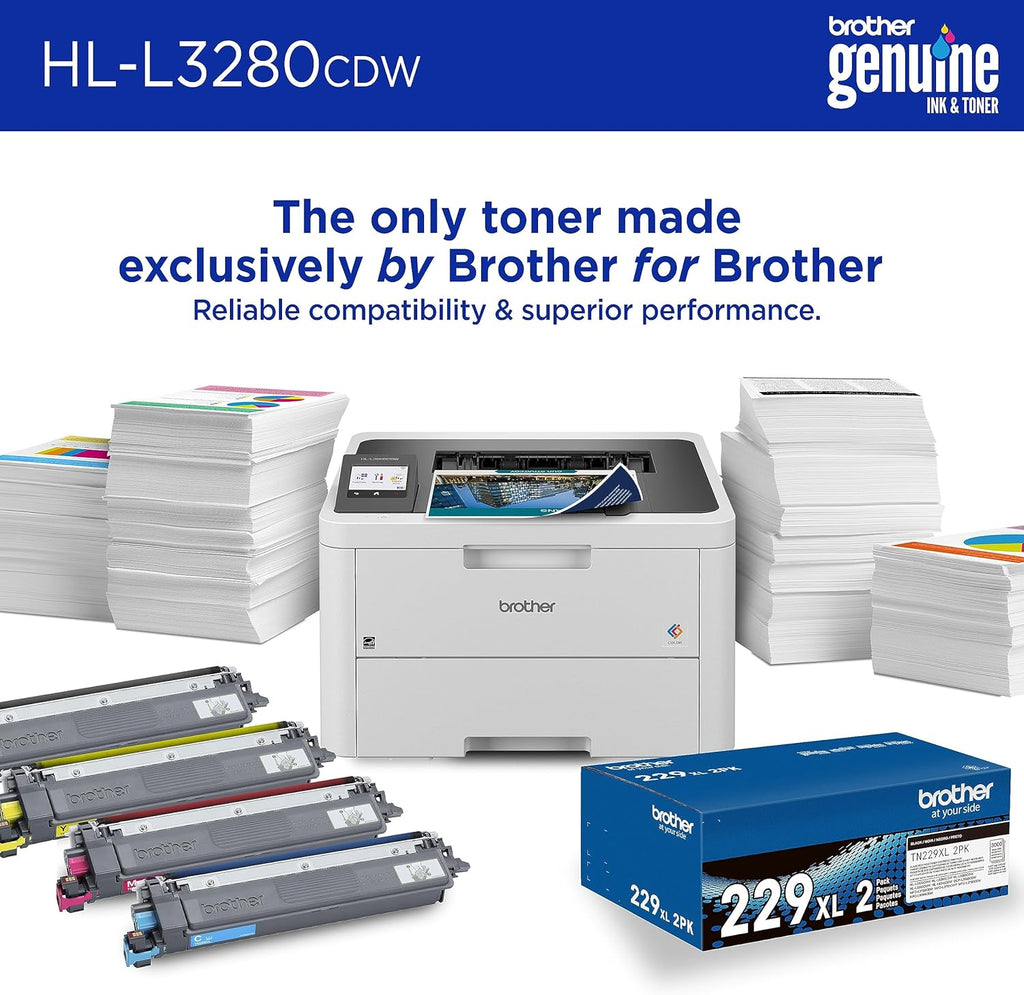 Brother HL-L3280CDW Wireless Compact Digital Color Printer with Laser Quality Output, Duplex, Mobile Printing & Ethernet | Includes 2 Month Refresh Subscription Trial¹,Works with Alexa