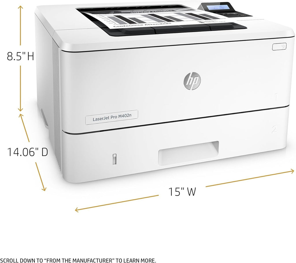 HP Laserjet Pro M402n Monochrome Printer, (C5F93A) (Renewed)