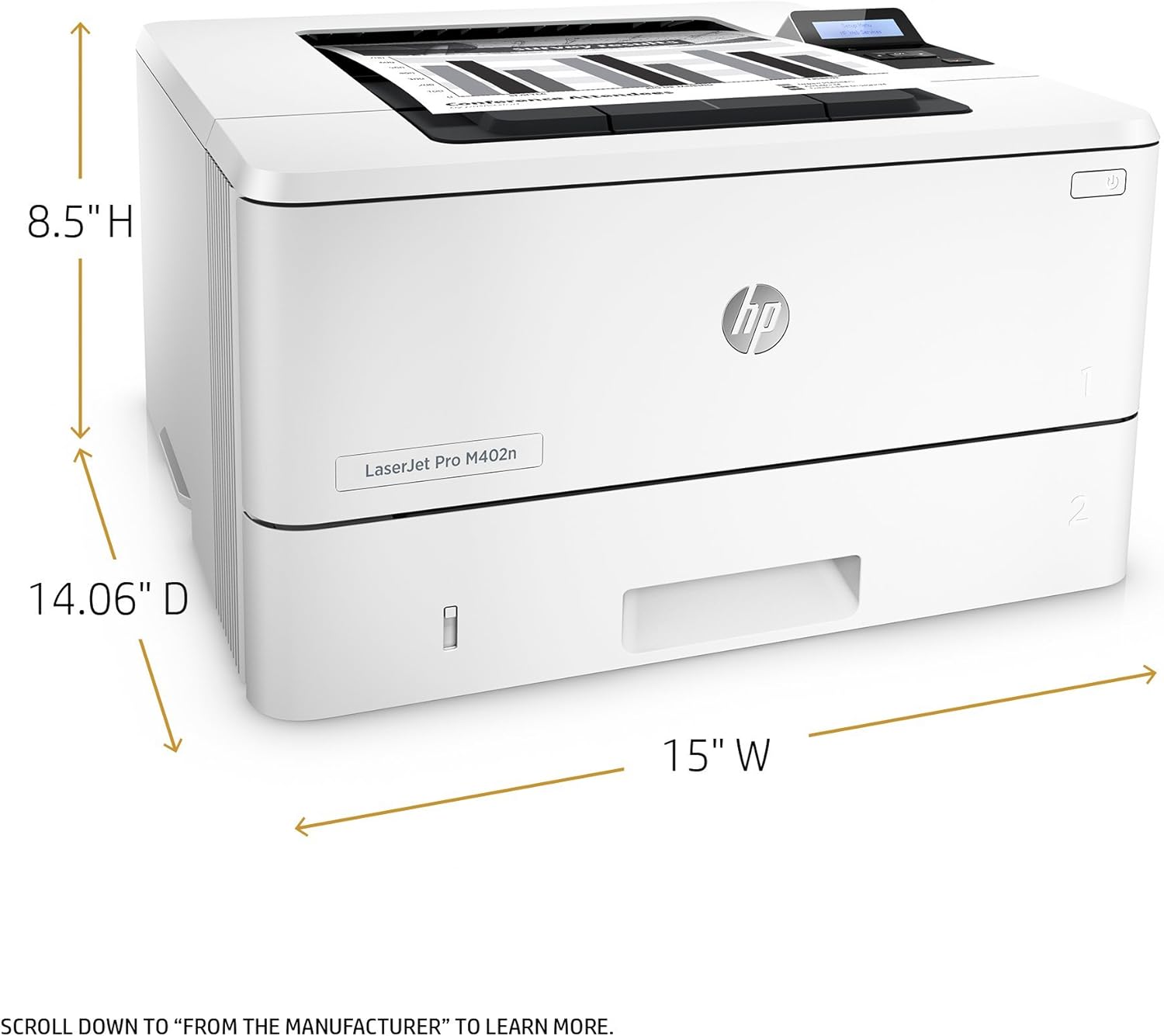 HP Laserjet Pro M402n Monochrome Printer, (C5F93A) (Renewed)